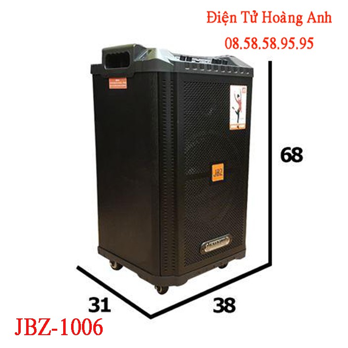 Loa kéo karaoke JBZ-NE-1006 / 0806 / 1206 (Loa 1006 Bass 25cm công suất 140w max 350w) tặng 2 Micro UHF- Kim loại