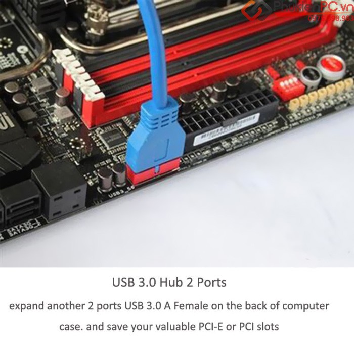 Cáp USB 3.0 20pin cắm từ main ra 2 USB 3.0