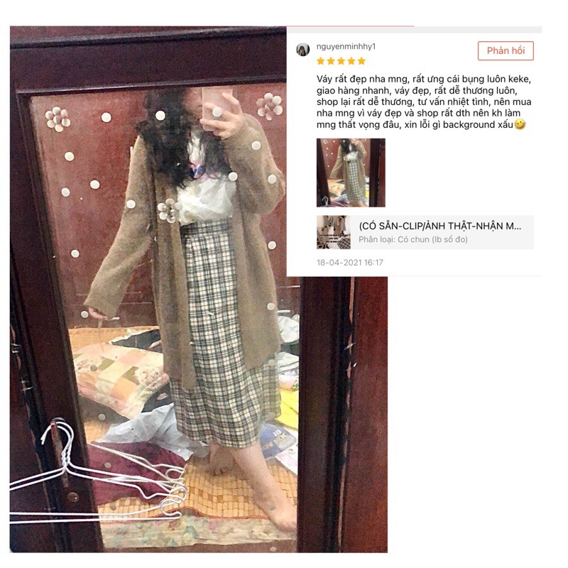 CHÂN VÁY CARO MÀU NÂU CHOCO HÀN QUỐC