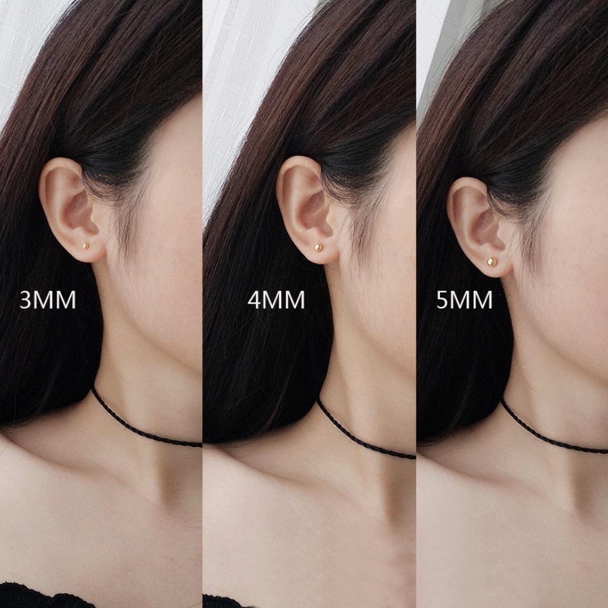 Bông tai tròn nam nữ khóa cài kích thước 3mm 4mm 5mm 6mm (Giá 1 chiếc)