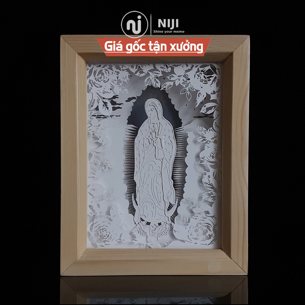 Lightbox kirigami Đèn ngủ 3D, Công giáo, Đức mẹ Maria, tranh giấy Led 3D – chính hãng 𝑵𝑰𝑱𝑰