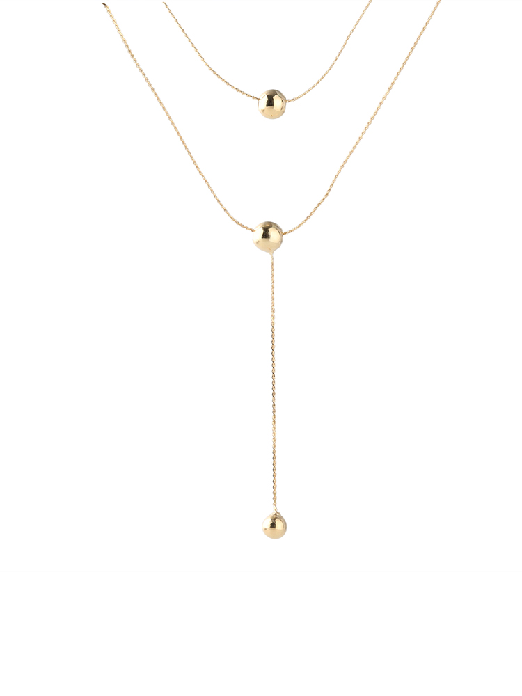 Phụ nữ thời trang Hàn Quốc Đơn giản Retro Bóng nhỏ Mặt dây chuyền Vòng cổ xếp chồng đôi