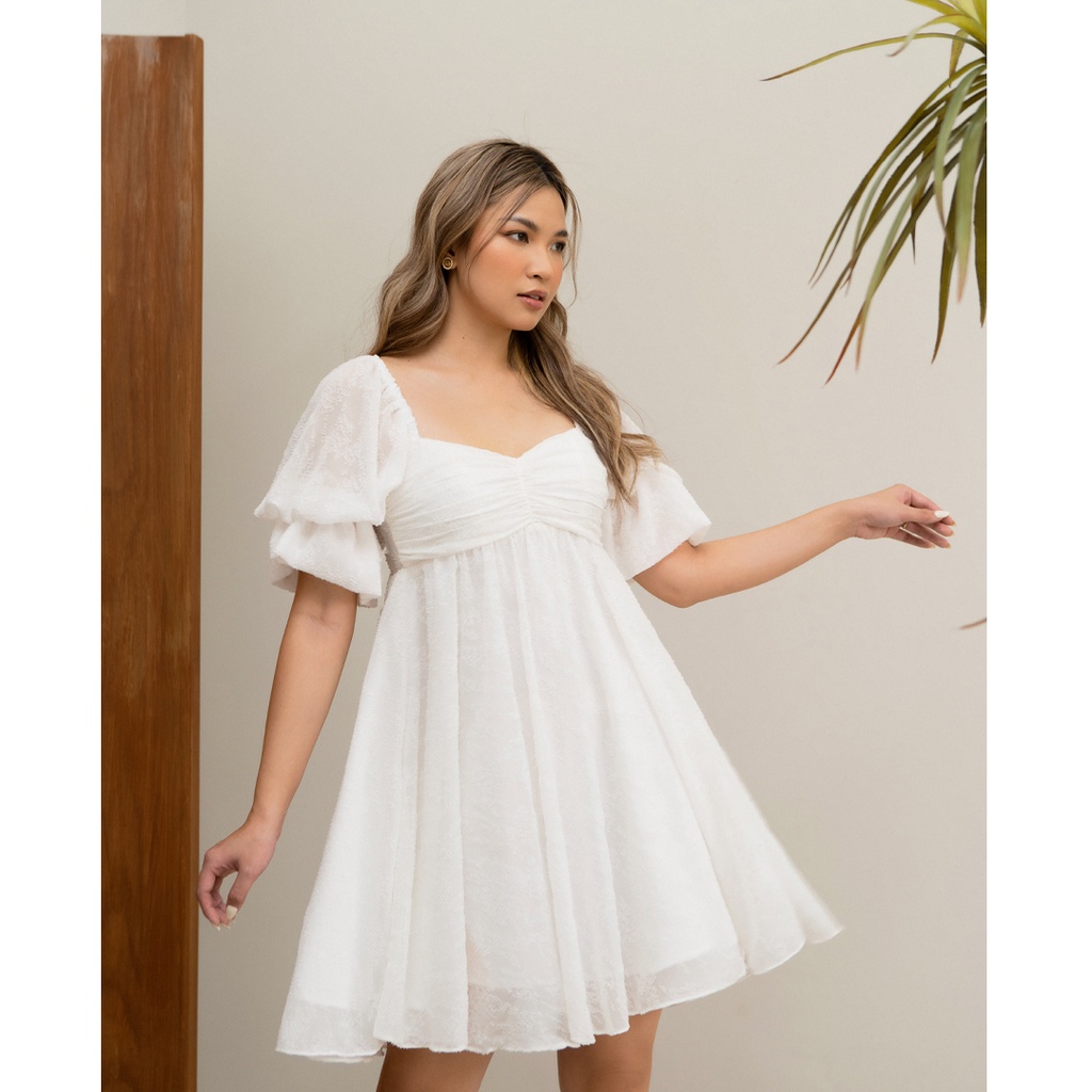 Des Fleurs - Váy xoè Lys Baby Doll Puff Sleeve Dress