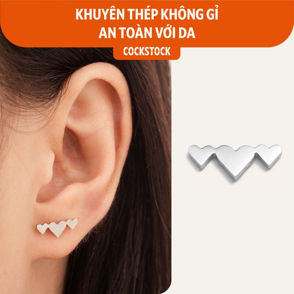 Khuyên tai hình trái tim Triple Heart Earring CockStock