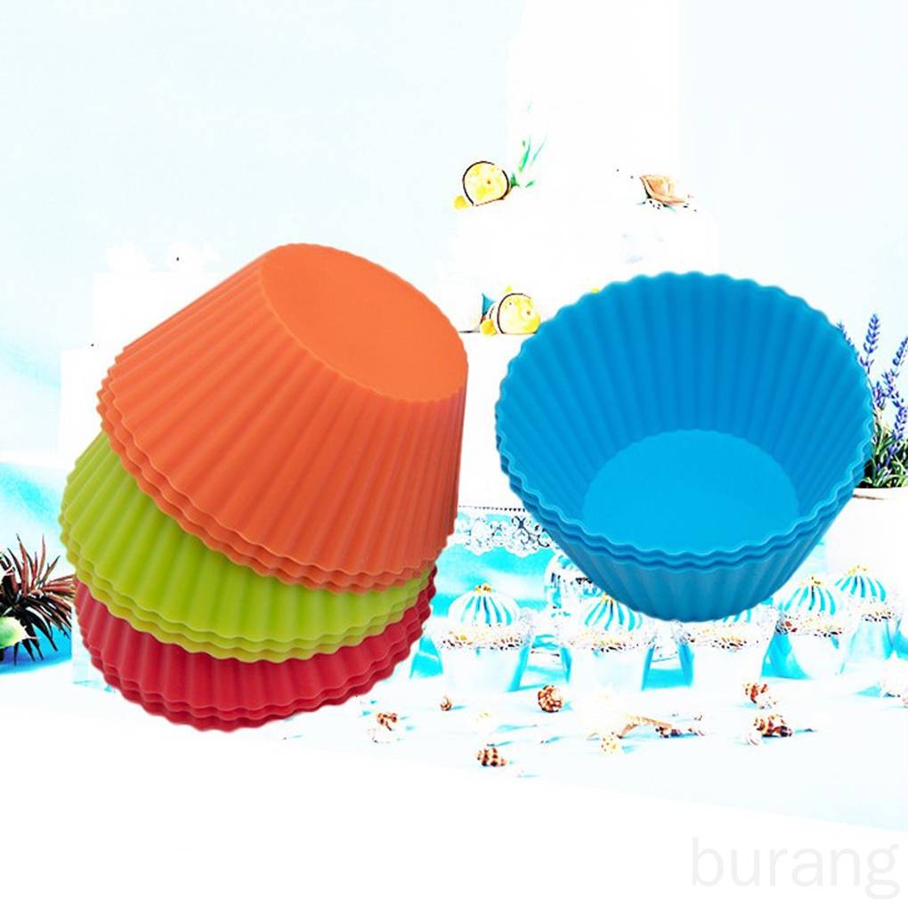 Set 12 khuôn cốc silicon làm bánh cupcake/muffin nhiều màu