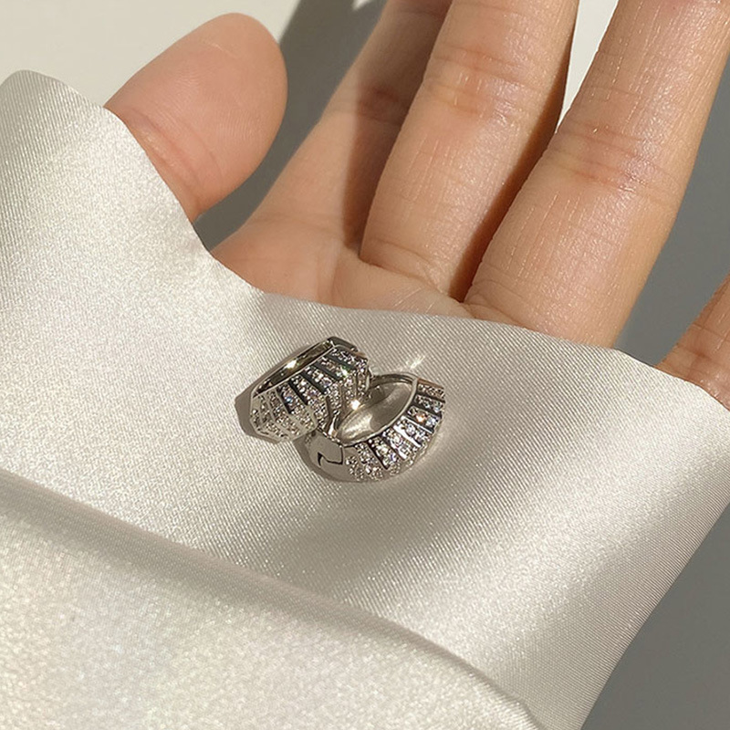 BELLA Bông Tai Đính Đá Zircon Thời Trang Hàn Quốc