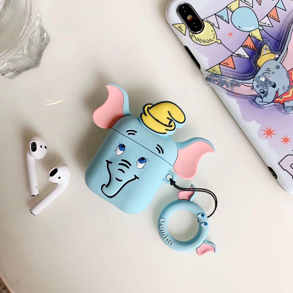 Vỏ bảo vệ hộp sạc tai nghe Airpods hình voi Dumbo xinh xắn