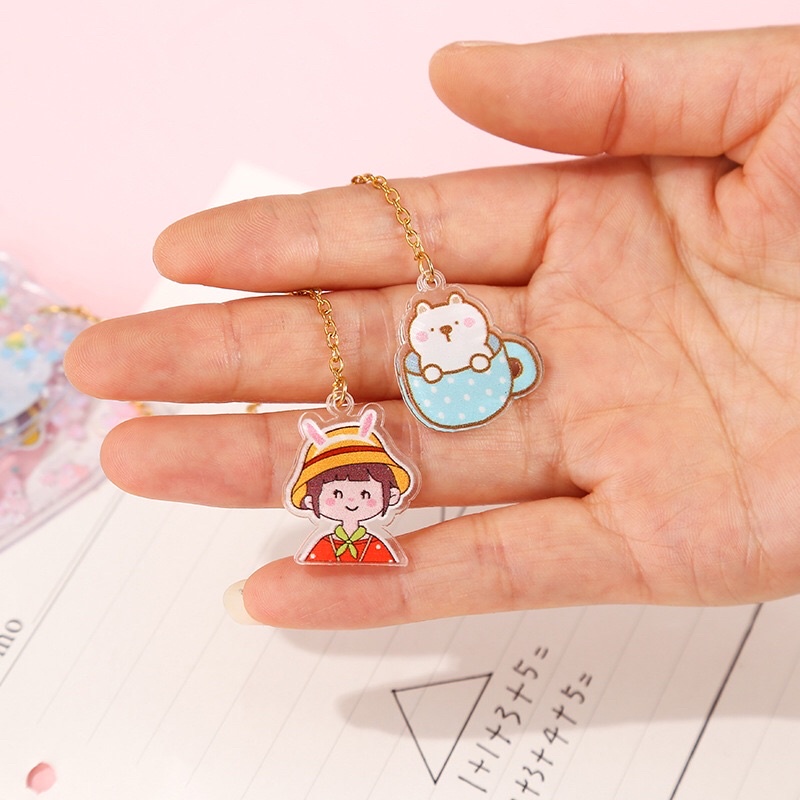 Thước kẻ nhũ kim tuyến óng ánh kèm bookmark cute