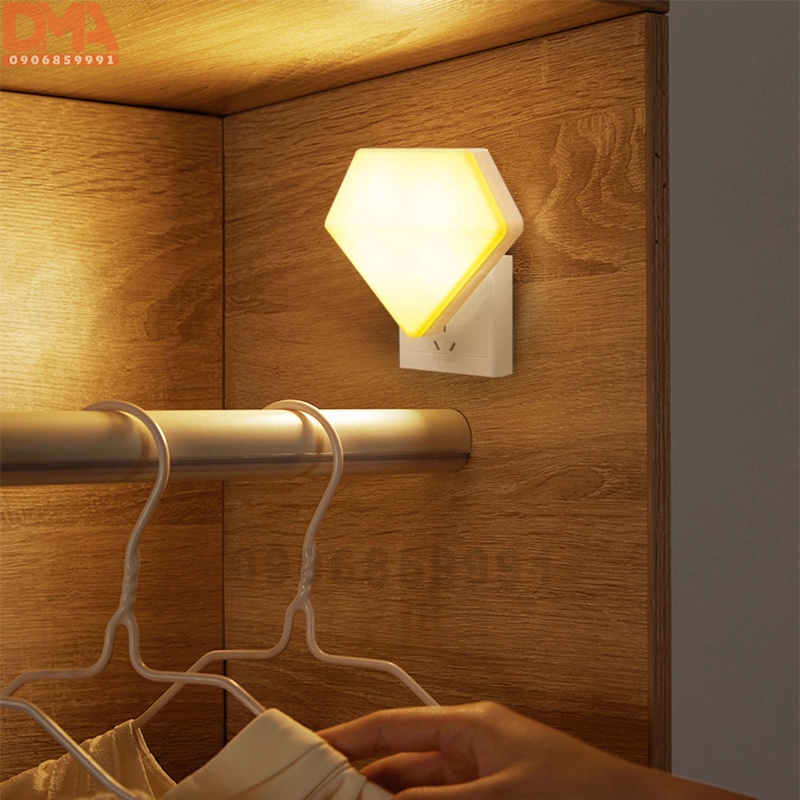 Đèn ngủ trang trí,đèn led cắm điện cảm biến ánh sáng kim cương - Có remote