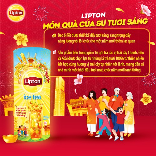 Hộp Quà Tết Lipton Ống Hòa Tan Tươi Mát Tỉnh Người 16 gói x 14g