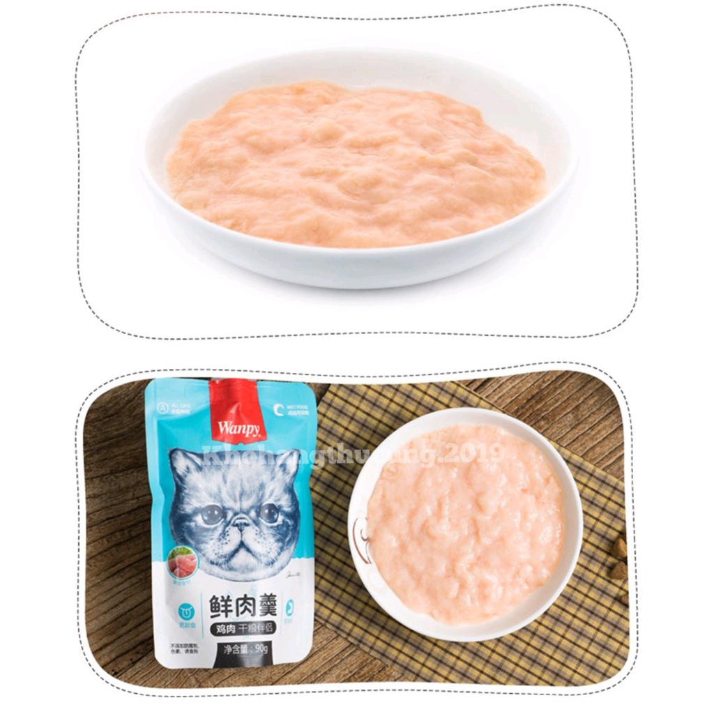 10 gói WANPY Súp thưởng dinh dưỡng cho mèo- Tuýp nắp vặn 90g
