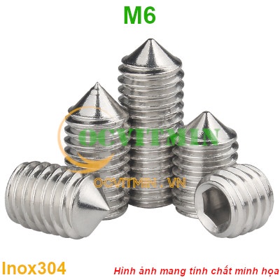 Vít Trí Đầu Nhọn M6 Lục Giác Chìm Inox 304 Hút Nam Châm