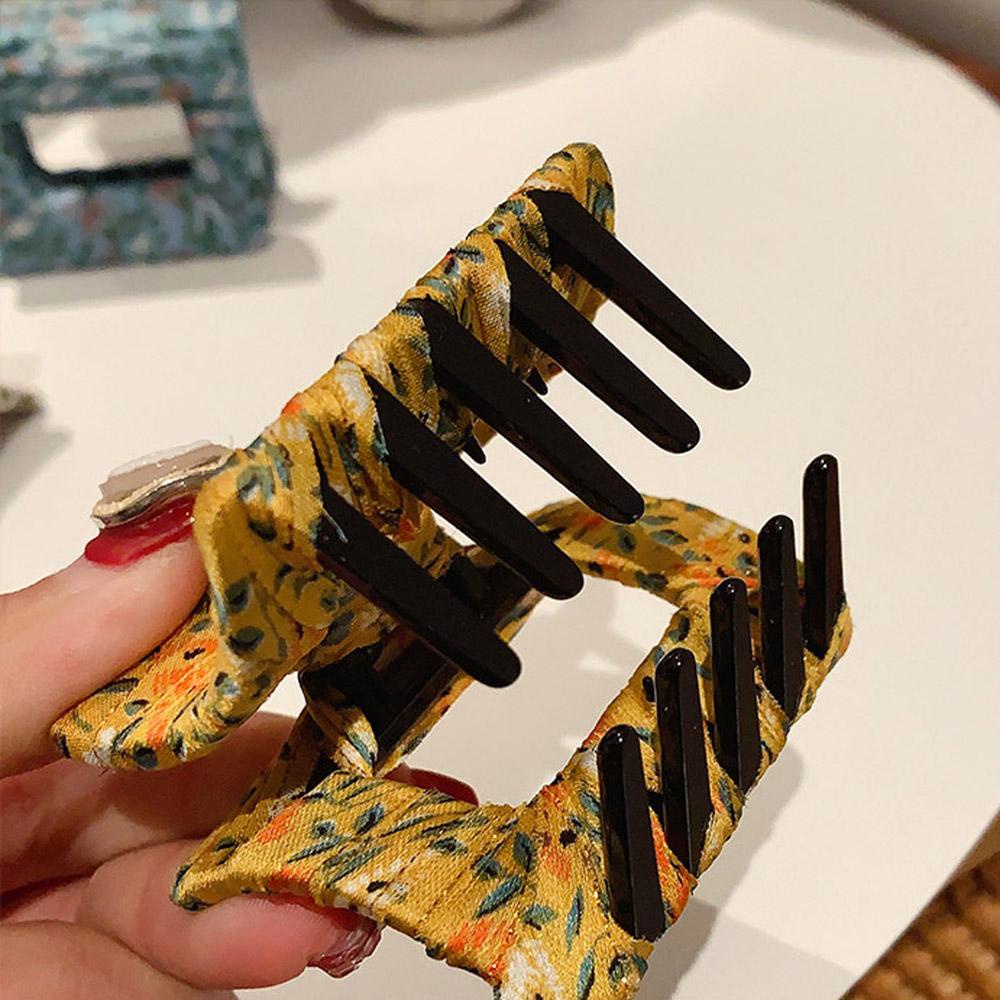 Kẹp Tóc Cá Mập Hình Vuông Lớn Bằng Vải In Hoa Cho Nữ