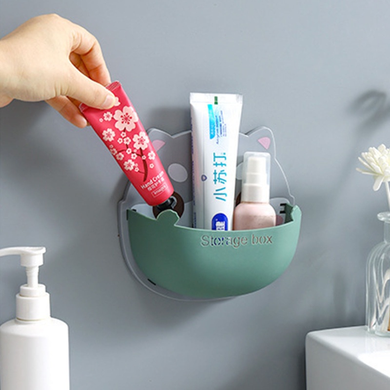 Hộp Đựng Đồ Đa Năng Không Cần Đục Lỗ Họa Tiết Mèo Dễ Thương Cho Phòng Ngủ
