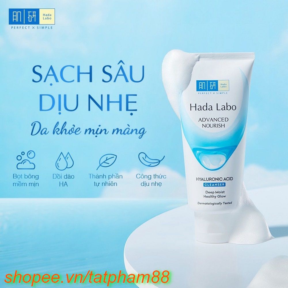 Sữa Rửa Mặt 80g Hada Labo Dưỡng Ẩm Tối Ưu Advanced Nourish Hyaluron Cleanser Chính Hãng.