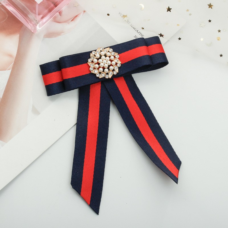 Trâm Cài Áo Hình Nơ Đính Đá Và Ngọc Trai Sang Trọng Dành Cho Nữ