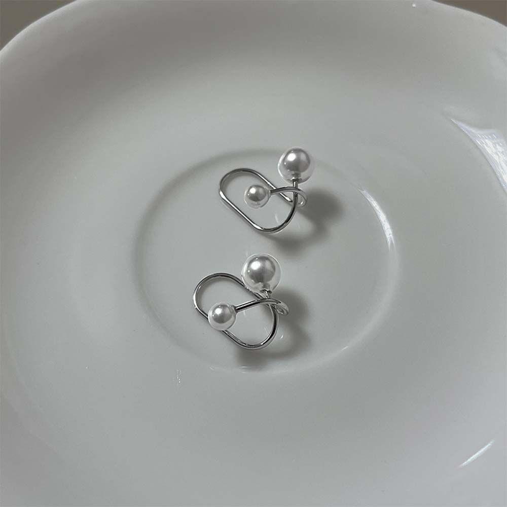 Khuyên Tai Dạng Kẹp Không Cần Lỗ Hình Học Chữ Thập Đính Ngọc Trai|Bông Tai Hình Thánh Giá Bằng Kim Loại Nhiều Màu Sắc Thời Trang Dành Cho Nữ