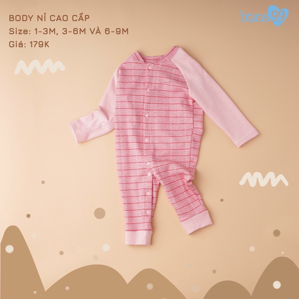 [FAFRINW05 giảm tối đa 30k đơn 150k]Body nỉ cao cấp Bons99 phối kẻ cho bé