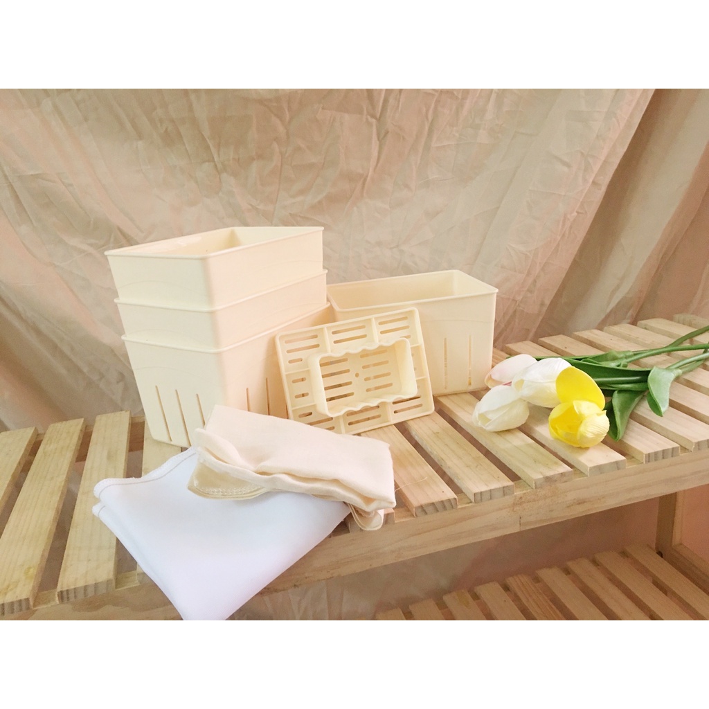 Combo Khuôn làm đậu phụ - đậu hũ kèm túi và vải lọc