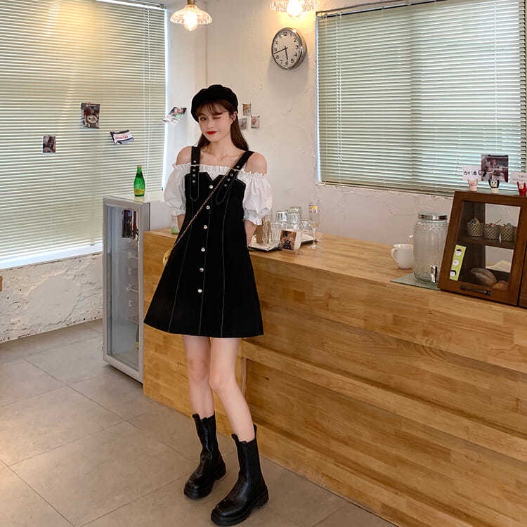 Đầm IELGY tay ngắn kiểu dáng Hepburn Pháp thời trang cho nữ