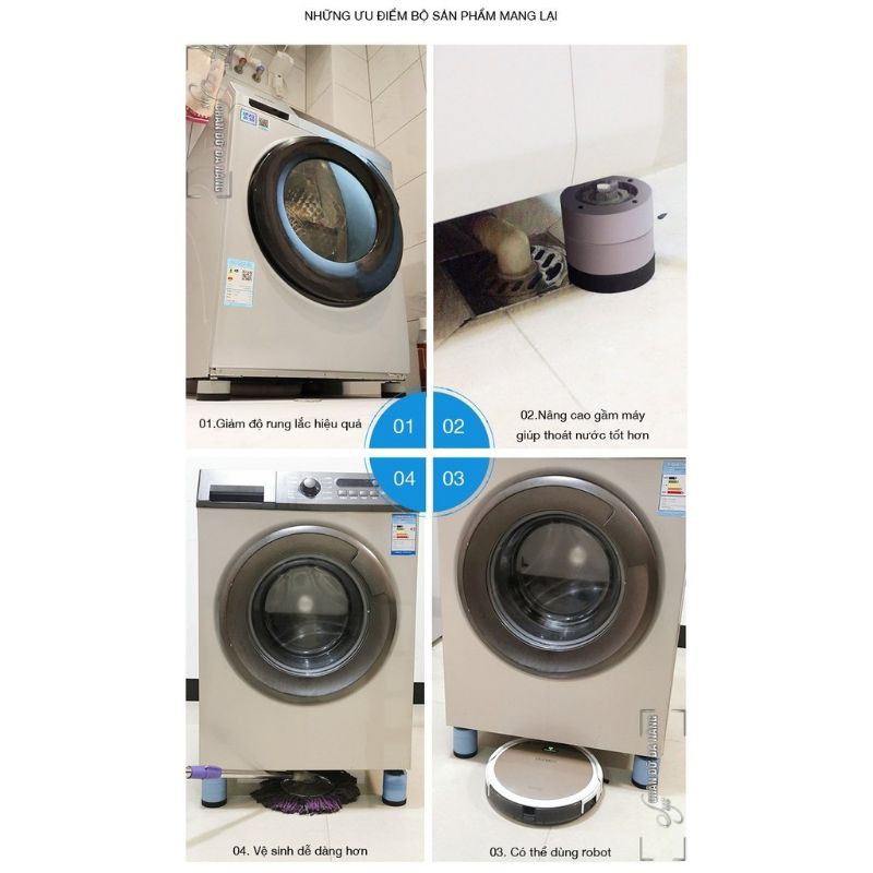 [Loại sịn] Set 4 Chân đế kê máy giặt chống rung chống ồn - Hộp 4 chiếc CMG04 [CEC Store]