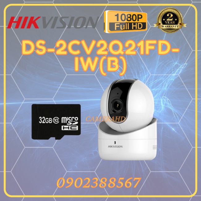 Camera IP Robot hồng ngoại không dây 2.0 Megapixel HIKVISION DS-2CV2Q21FD-IW(B)+ Thè nhớ 32G | BigBuy360 - bigbuy360.vn