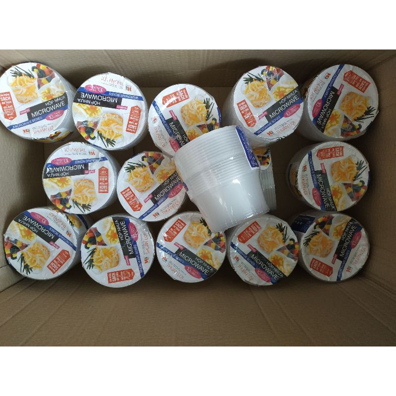 Hộp nhựa tròn đựng thức ăn, hộp nhựa đựng thực phẩm 500 ml - Set 50c cả nắp