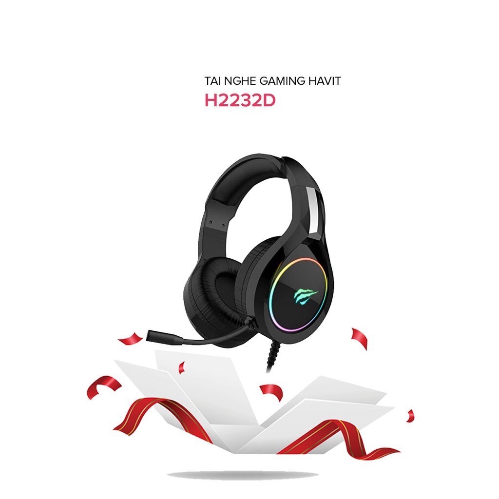 Tai Nghe Gaming Headphone HAVIT H2232D, Driver 50, Đèn RGB, Mic Khử Ồn, Đa Tương Thích - Chính Hãng BH 12 Tháng