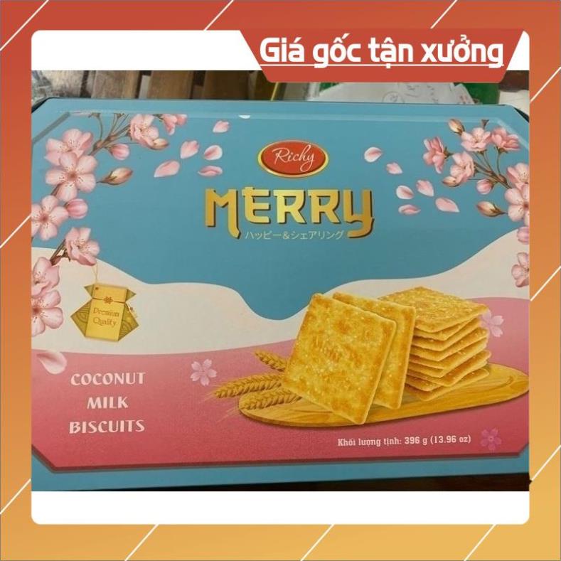 [ICLN9 giảm 5K cho đơn hàng 50k]  BÁNH QUY SỮA DỪA RICHY MERRY XANH COCONUT MILK BISCUITS 396G
