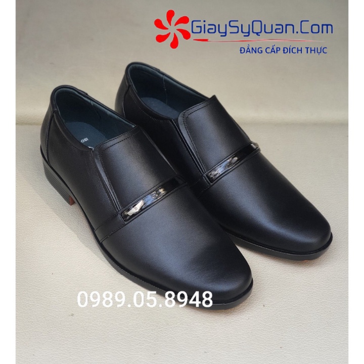 Giày tây lười nam da bò thật 100% - giày da nam công sở đế Pu chống mài mồn tốt phong cách trẻ trung màu đen Mã PN14A