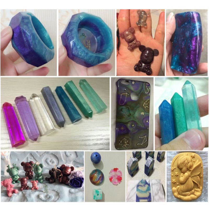 Set lọ bột ngọc trai mica nhuộm màu resin epoxy DIY làm xà phòng trang sức thủ công