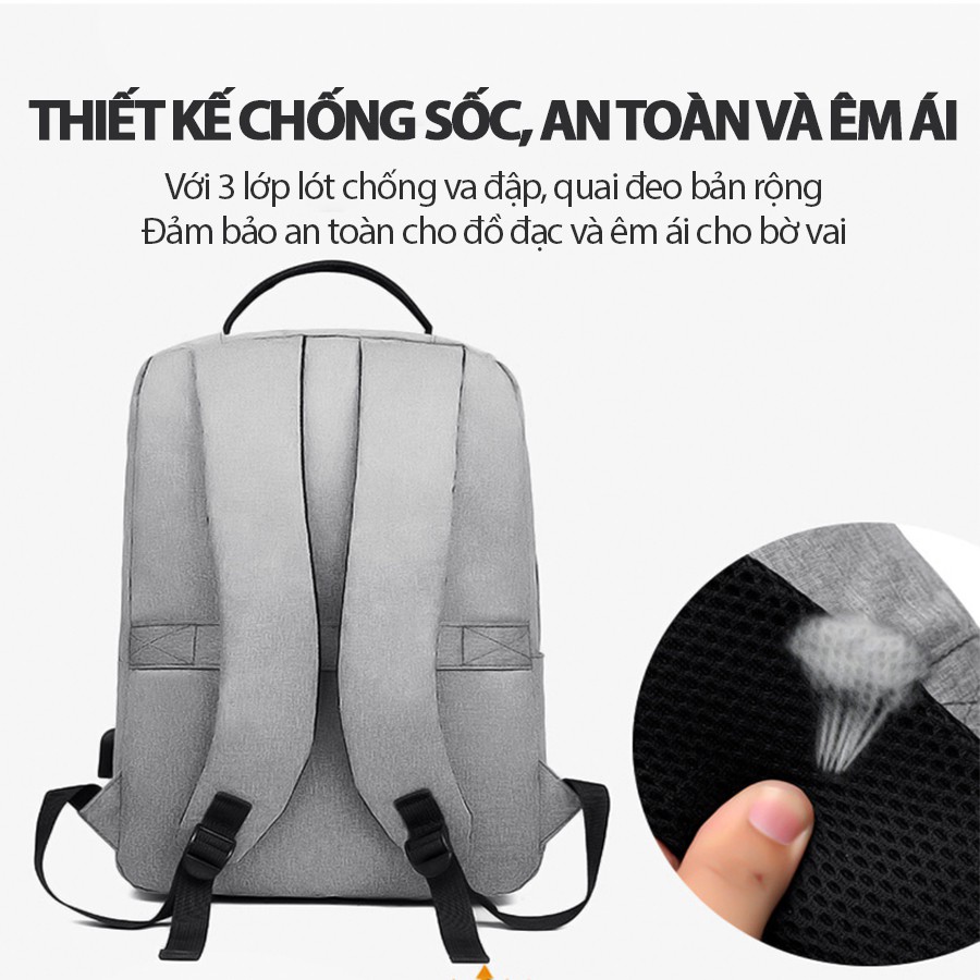 Balo laptop Xutustore chống nước chống xước tích hợp cổng sạc USB tiện lợi phong cách thời trang đơn giản tinh tế