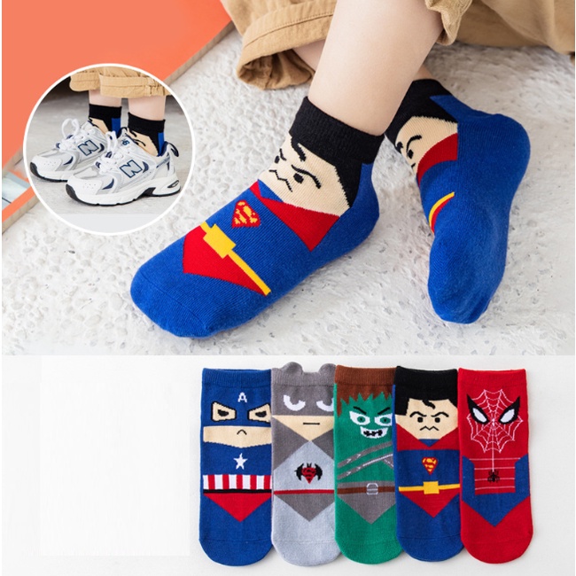 📛 RẺ VÔ ĐỊCH 📛 set combo 5 đôi tất, vớ siêu nhân anh hùng cho bé trai cổ lửng