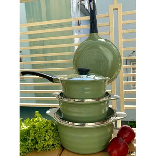 Bộ nồi sky pot ecoramic quanh 18, nồi 20, nồi 24cm chảo sâu 26cm.