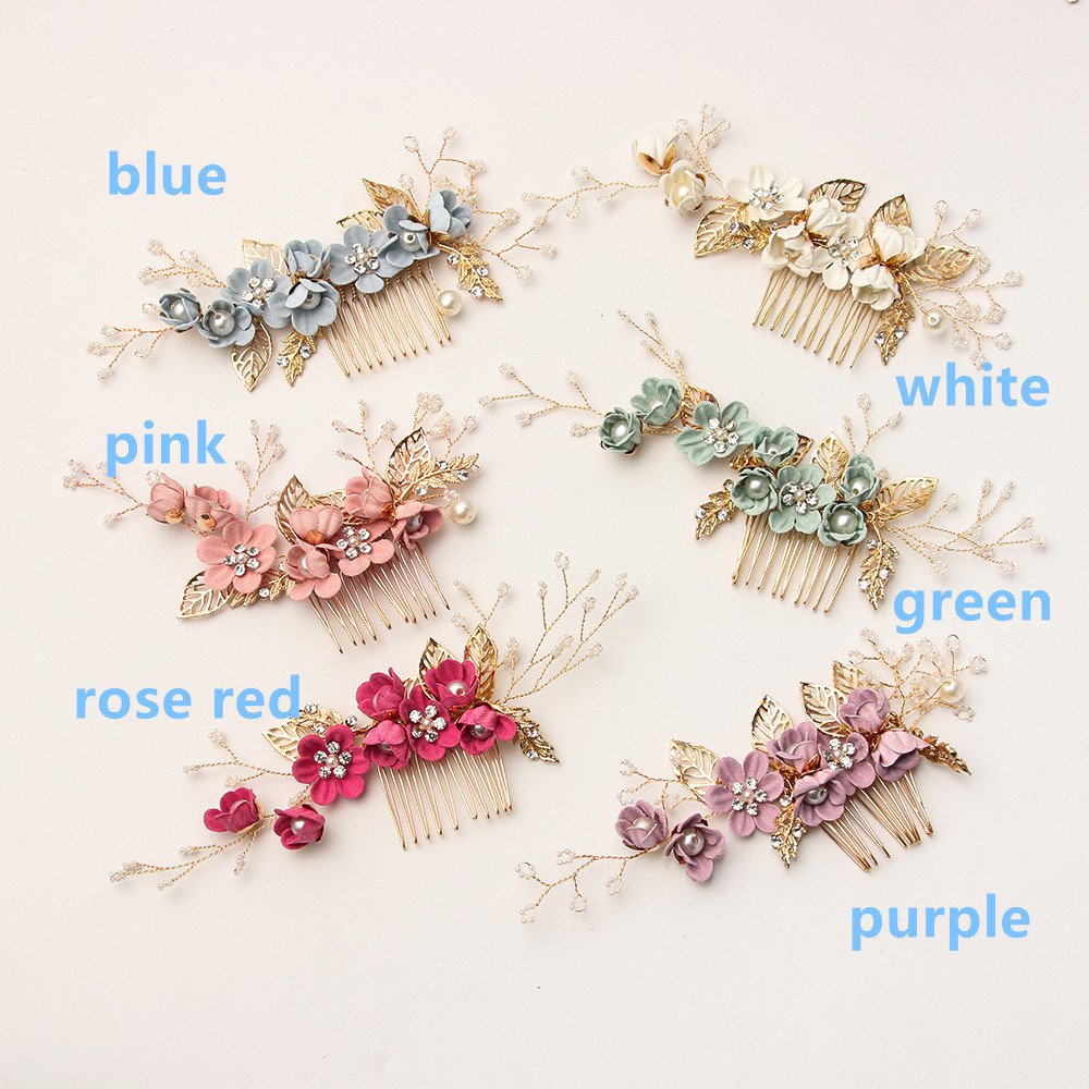 Lược cài tóc hình hoa lá sang trọng cho cô dâu