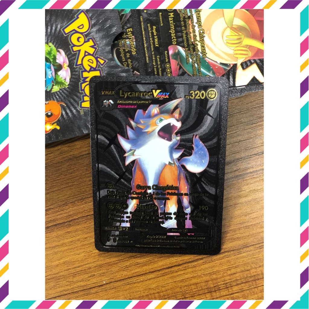 Thẻ pokemon mạ vàng cao cấp, bài pokemon vàng bạc đen lấp lánh đồ chơi pokemon cho bé