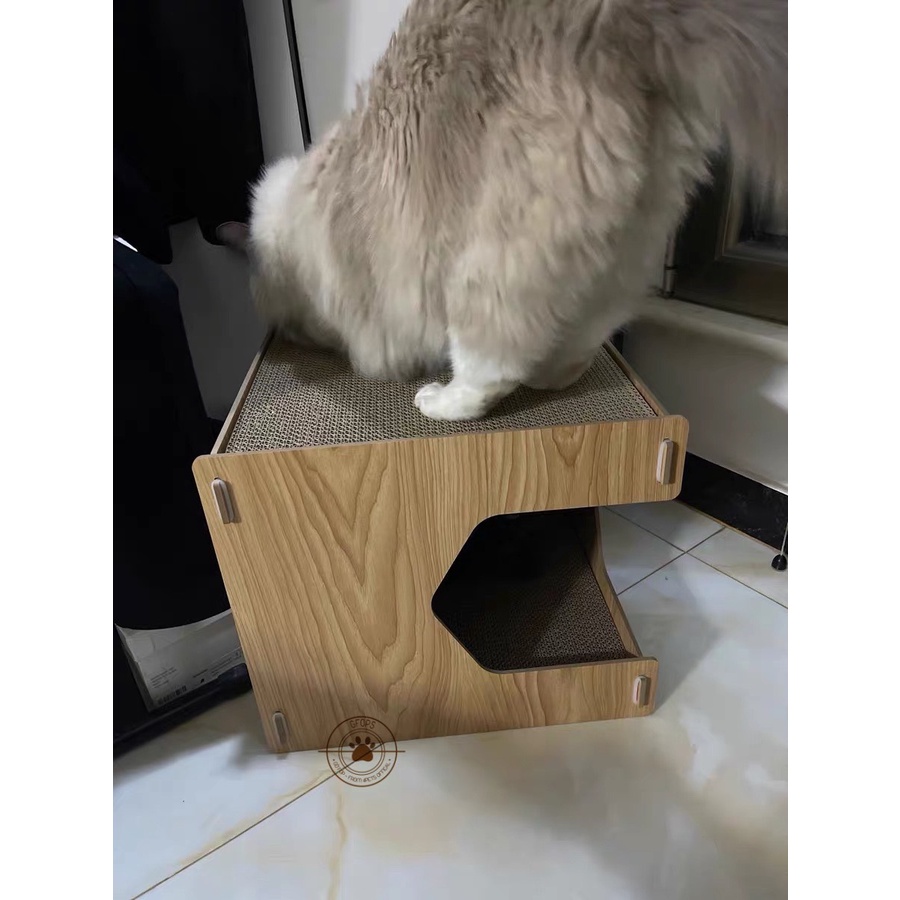 ộp cào móng kết hợp ổ nằm cho mèo bằng gỗ chắc chắn - 4pets official