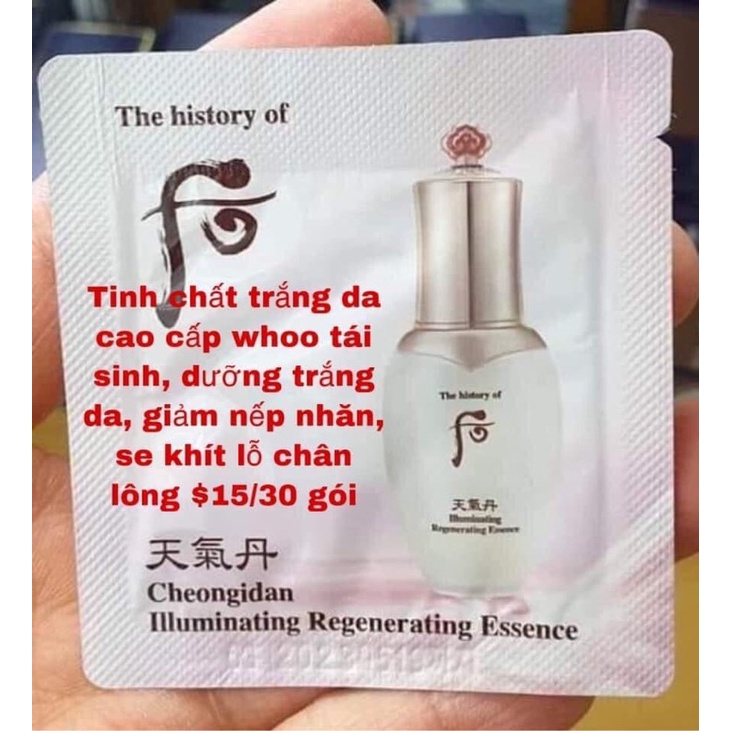 10 gói  Tinh chất dưỡng trắng chống lão hoá mờ nhăn mới nhất Whoo ILLUMINATING REGENERATING ESSENCE