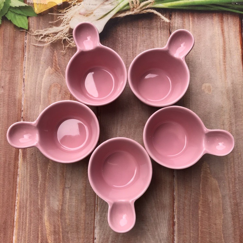 [Pink] Chén sứ  gáo sứ mini trang trí decor đựng gia vị cho phòng ăn gian bếp màu hường gốm sứ bát tràng