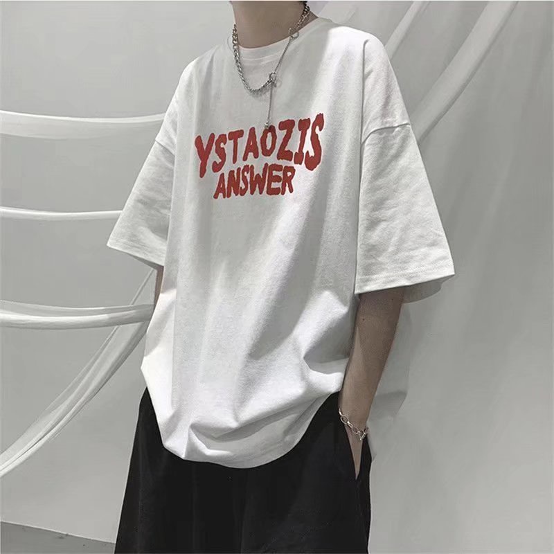 Áo Thun Tay Ngắn Dáng Rộng In Chữ Phong Cách Hip Hop Nhật Bản Thời Trang Cho Nam Và Nữ Size M-8XL