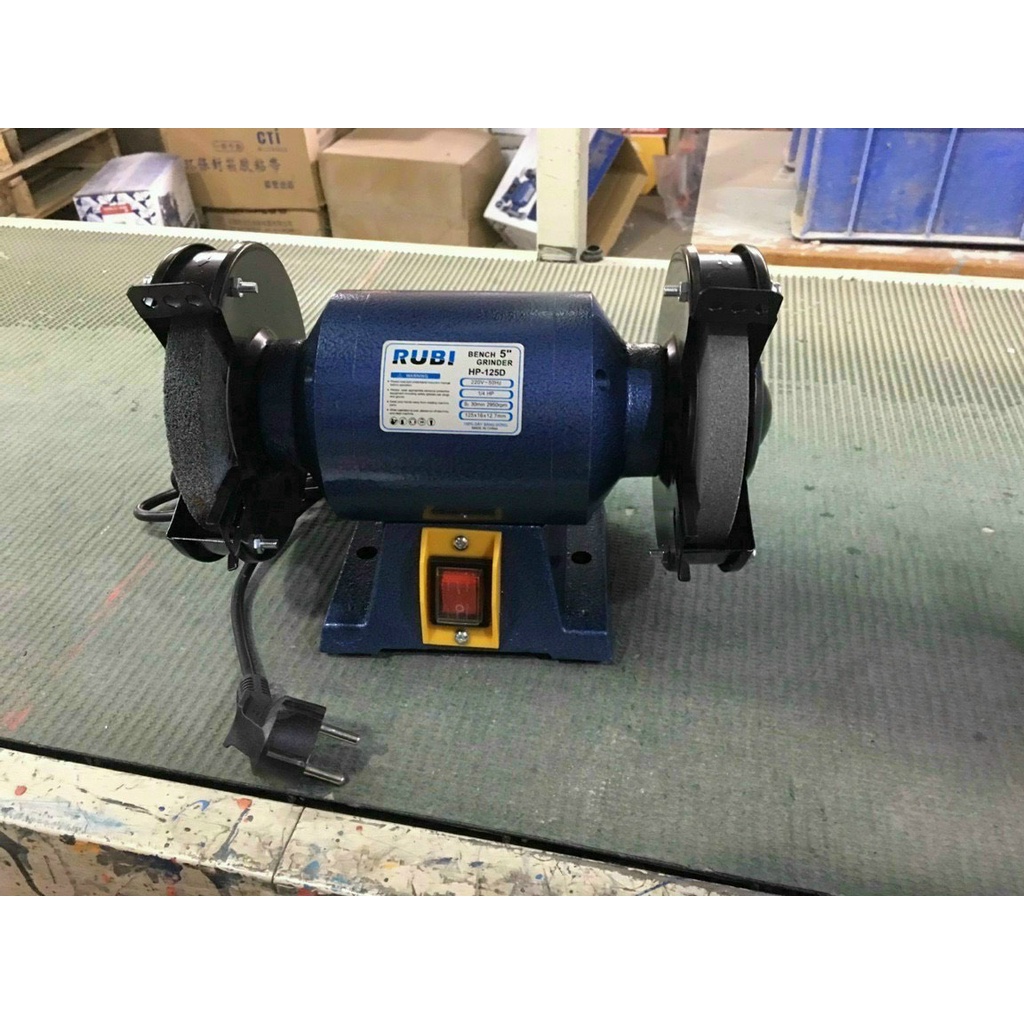 Máy Mài 2 Đá RUBI HP-125,150D-Công Suất 120W 1/4 HP-Động Cơ 100% Dây Đồng-Bảo Hành 6 Tháng