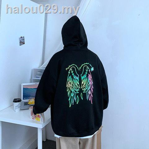 Guochao Áo Hoodie Nhung Dày Dáng Rộng Phản Quang Thời Trang Thu Đông 2020 Cho Nam