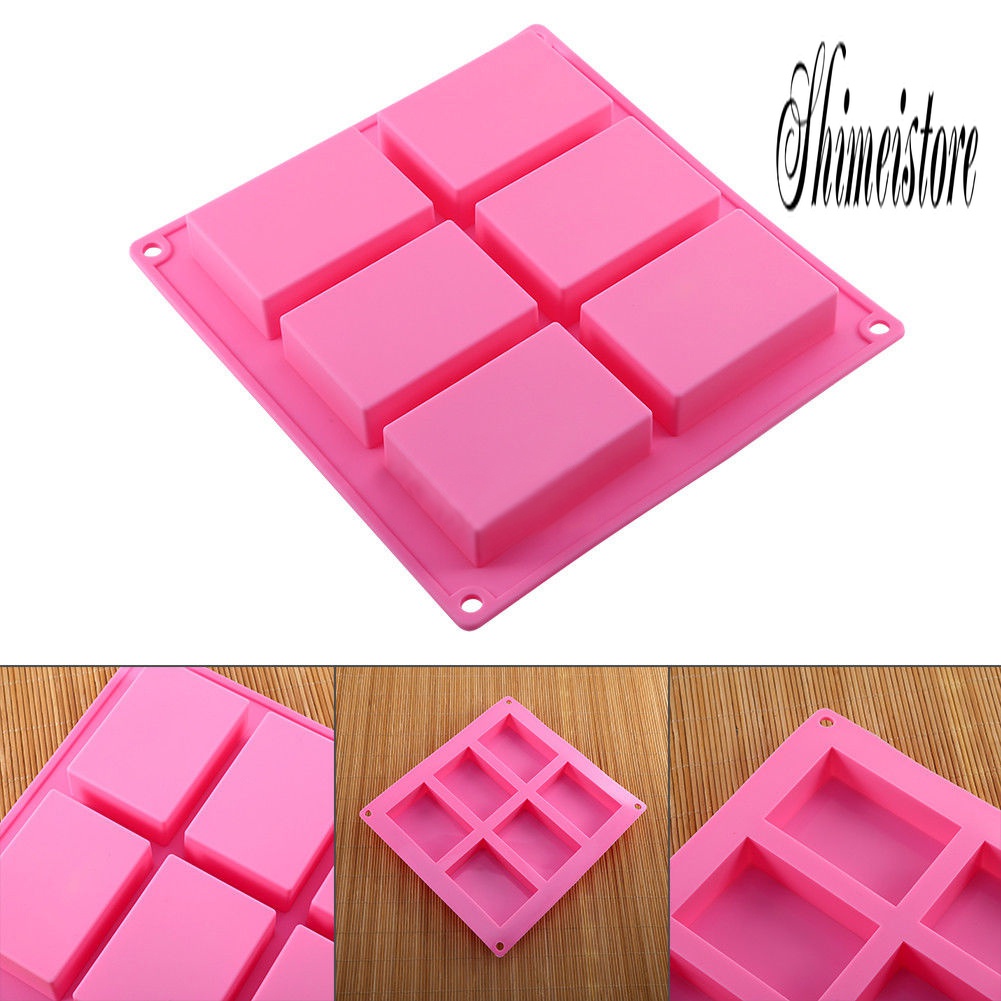 [Hot]♨ Khuôn Silicone 6 Ngăn Tạo Hình Chữ Nhật Trang Trí Bánh