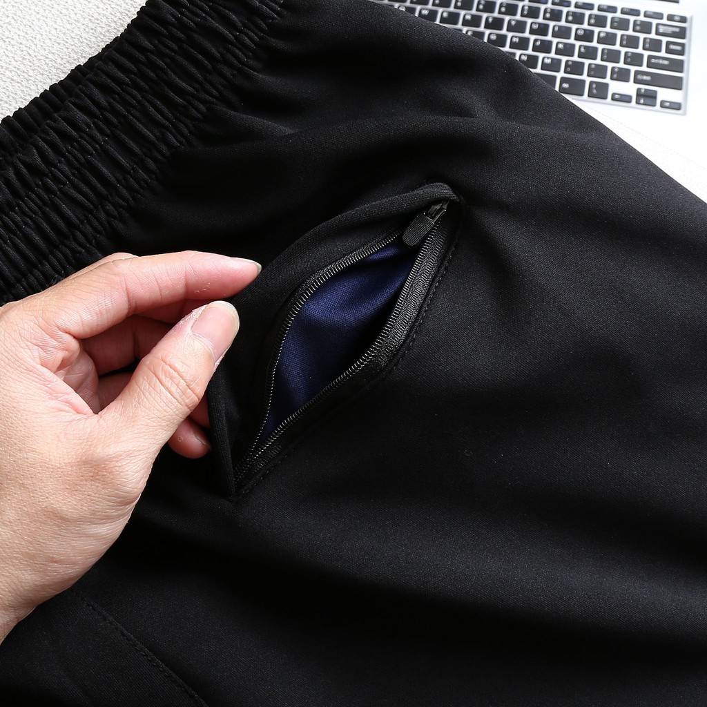 Quần short thun nam lưng thun bigsize màu đen - 80-140kg