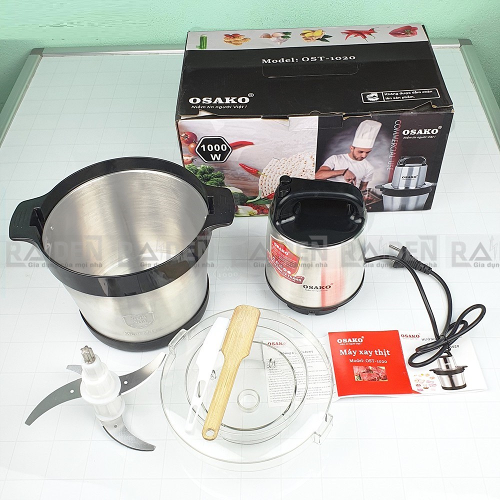 [Công suất mạnh] Máy xay thịt công suất 1000W, cối inox 6L Osako OST-1020, bảo hành 12 tháng