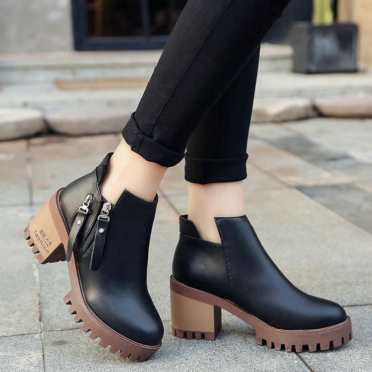 Giày bốt cao gót IELGY có dây kéo phong cách trẻ trung dành cho nữ