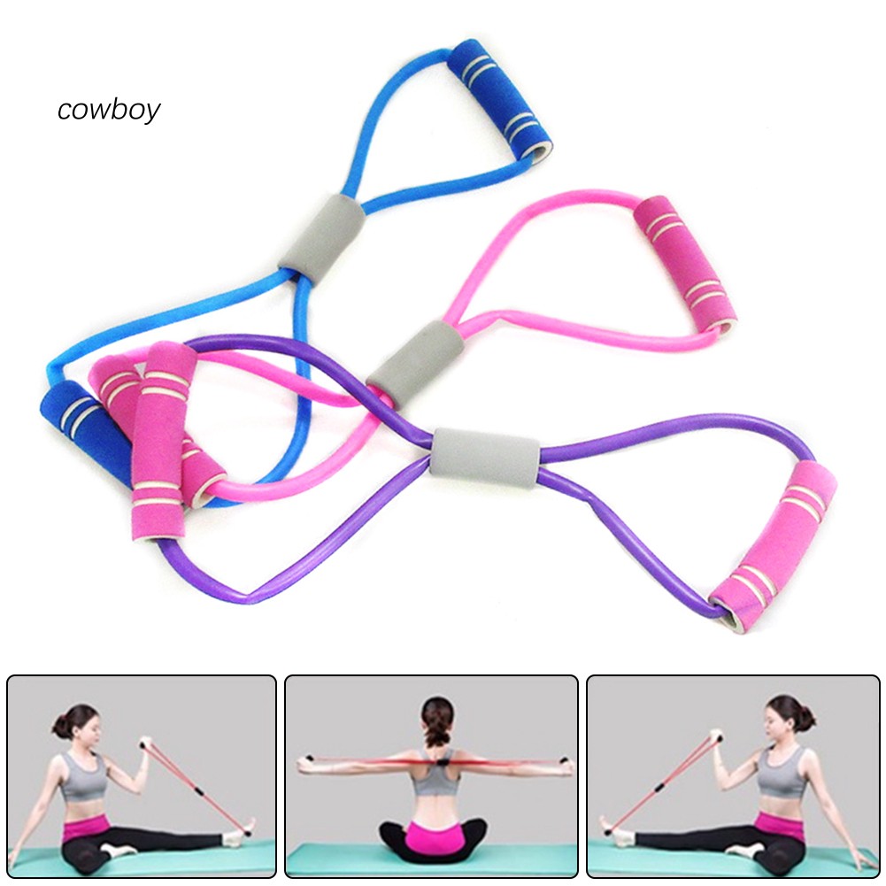 COW_8-Shape Gym Workout Yoga Exercise Resistance Rope Loop Bands Train Fitness Tool