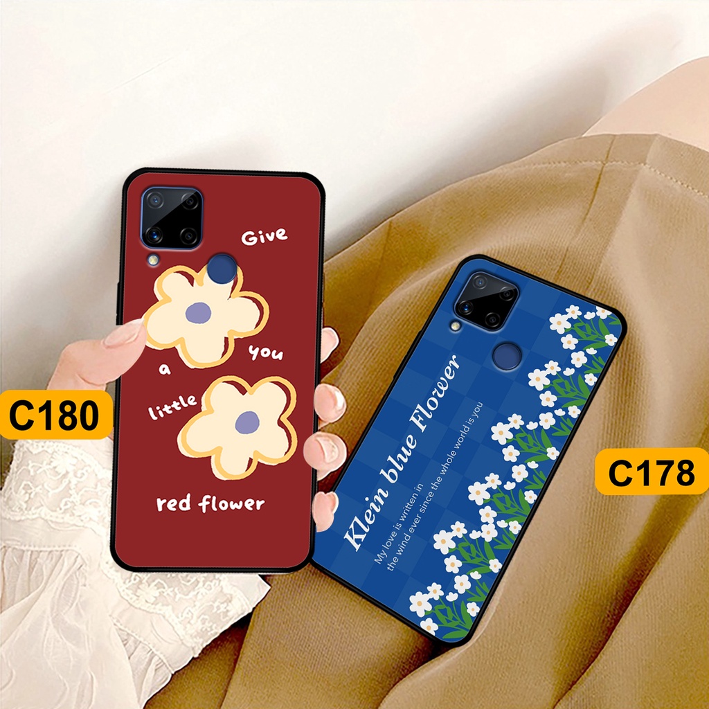 Ốp Realme C12 / C15 in hình hoa cỏ nhẹ nhàng,họa tiết caro xinh xắn.ốp lưng chống sốc