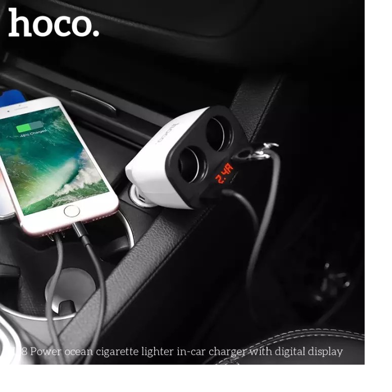 Bộ Chia Tẩu Sạc oto 2 Cổng USB Hoco Z28 - Củ Sạc Điện Thoại Trên Xe Hơi - Hàng Chính Hãng