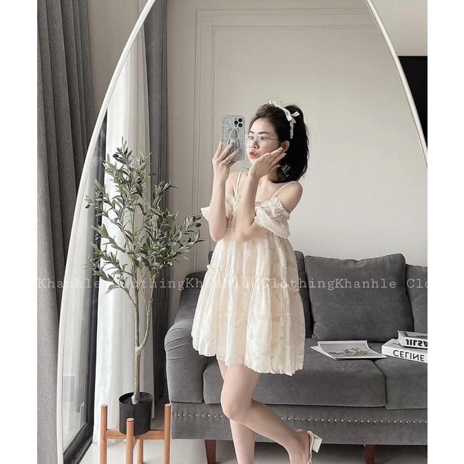 Váy hai dây dáng xoè - Váy babydoll tiểu thư hoa be